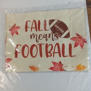 Fall Means Football Burlap Flag  12x18 New its folded and in package